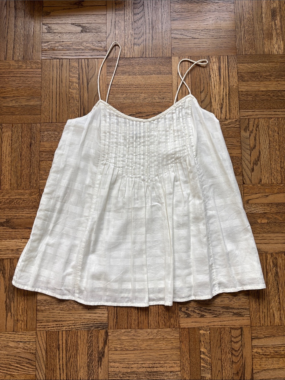 J. Crew White Pintuck Spaghetti Strap Camisole